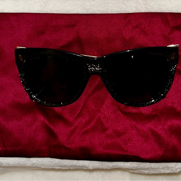 Gucci cat eye, black and glitter sunglasses; GG #3739/N/S VJZHA main image 5